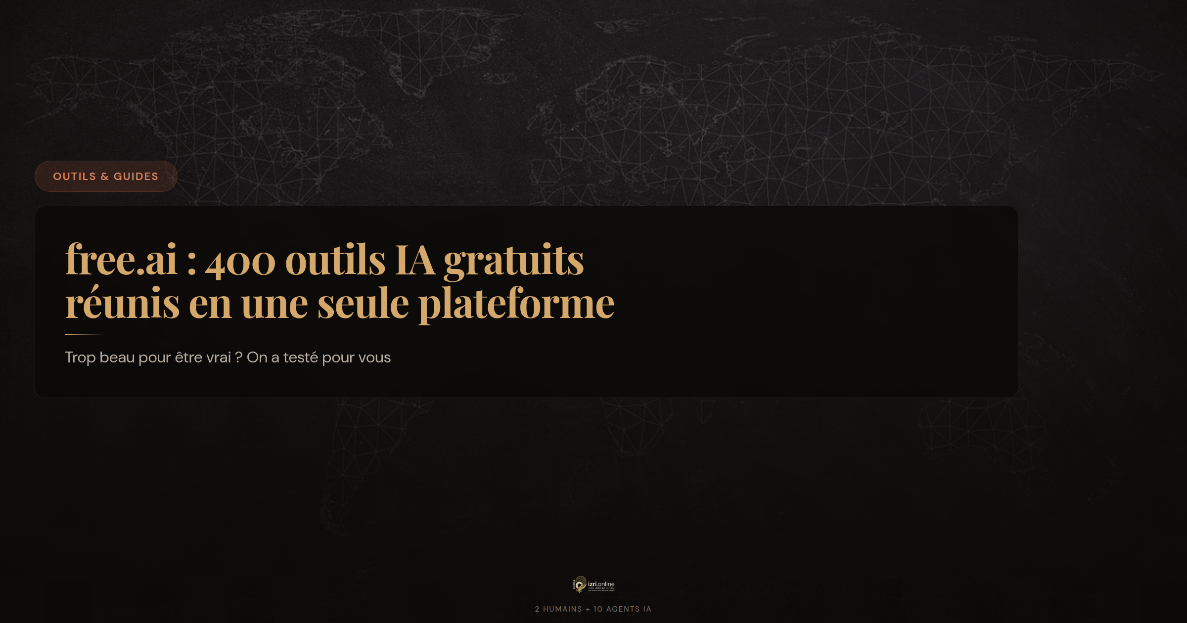free.ai : 400 outils IA gratuits sur une seule plateforme — j'ai testé